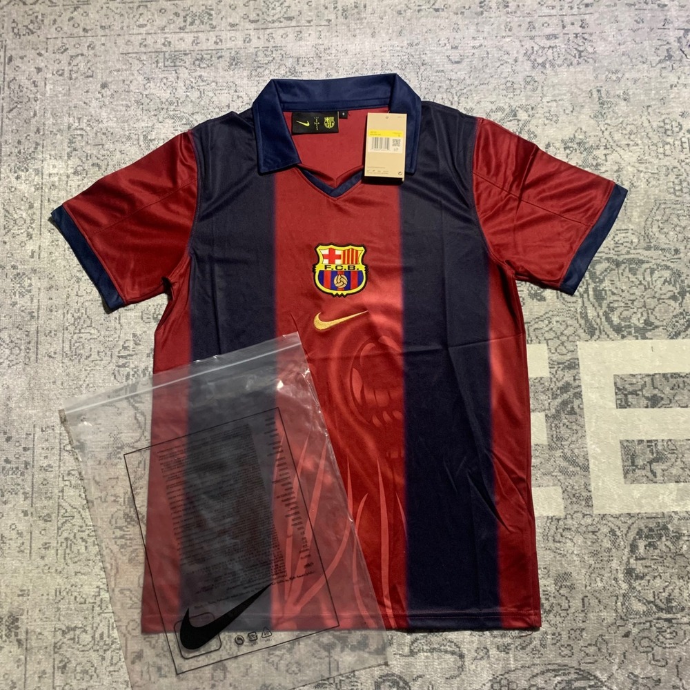 Nike Cactus Jack FC Barcelona Jersey Mens Small Red Blue NEW Travis Scott Barca